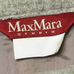 Max Mara Studio Grey Wool Pleated Midi Skirt S