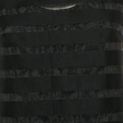 Pre Owned Max Mara Studio Black Striped Cotton Blend Sleeveless Short Dress M