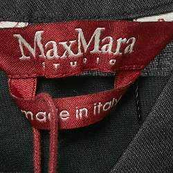 Pre Owned Max Mara Studio Black Striped Cotton Blend Sleeveless Short Dress M