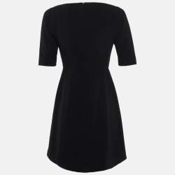 Pre Owned Max Mara Studio Black Crepe Pleated Short Dress M