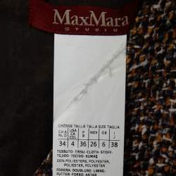 Pre Owned Max Mara Studio Brown Printed Crepe V-Neck Dress S