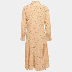 Max Mara Studio Peach Printed Silk Pleated Shorts Dress M