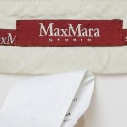 Max Mara Studio Off-White Crepe Wide Leg Trousers L