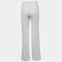 Max Mara Studio Off-White Crepe Wide Leg Trousers L