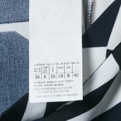 Pre Owned Max Mara Studio Navy Blue Printed Crepe Pleated Midi Skirt S