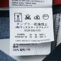 Pre Owned Max Mara Studio Navy Blue Printed Crepe Pleated Midi Skirt S