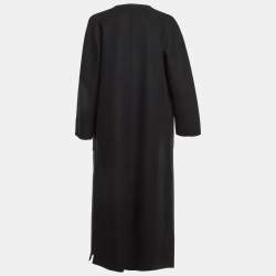 Pre Owned Max Mara Studio Black Wool Open Front Coat M