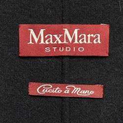 Pre Owned Max Mara Studio Black Wool Open Front Coat M