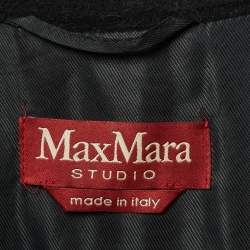 Pre Owned Max Mara Studio Black Wool Belted Long Coat M