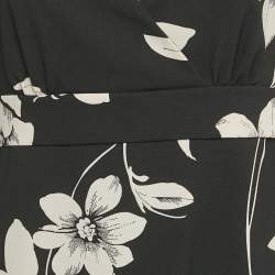 Pre Owned Max Mara Studio Black Floral Print Crepe Pleat Detailed Short Dress L