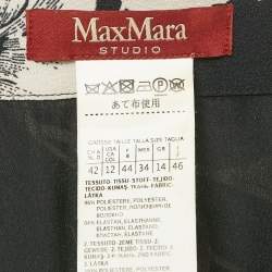 Pre Owned Max Mara Studio Black Floral Print Crepe Pleat Detailed Short Dress L