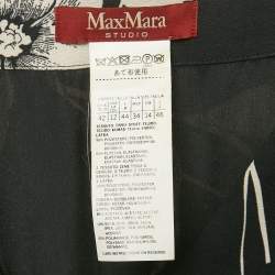 Pre Owned Max Mara Studio Black Floral Print Crepe Pleat Detailed Short Dress L