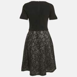 Pre Owned Max Mara Studio Black Wool & Jacquard Short Dress L
