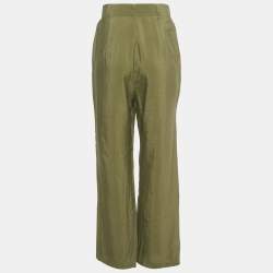 Pre Owned Max Mara Studio Green Crepe Straight Leg Trousers S