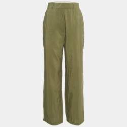 Pre Owned Max Mara Studio Green Crepe Straight Leg Trousers S