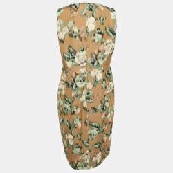 Pre Owned Max Mara Studio Brown Printed Cotton Blend Midi Dress XL
