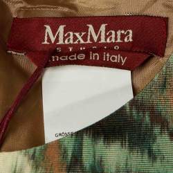 Pre Owned Max Mara Studio Brown Printed Cotton Blend Midi Dress XL