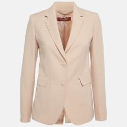Pre Owned Max Mara Studio Pink Wool Regular Fit Blazer S
