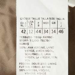 Pre Owned Max Mara Studio Beige Wool Detachable Fur Hood Coat L