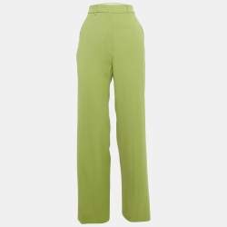 Pre Owned Max Mara Studio Green Gabardine High-Rise Trousers S