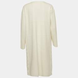 مملوكة مسبقًا Max Mara Studio White Stretch Knit Open Front Long Cardigan S