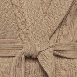 مملوكة مسبقًا Max Mara Studio Cable Knit Wool Belted Cardigan M