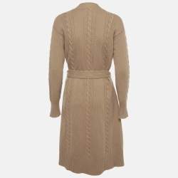 مملوكة مسبقًا Max Mara Studio Cable Knit Wool Belted Cardigan M