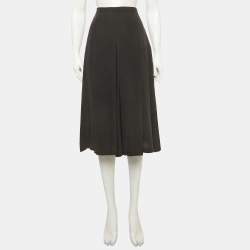 Pre Owned تنورة ماكس مارا استوديو كريب أسود بطيات مربعة ميدي مقاس صغير