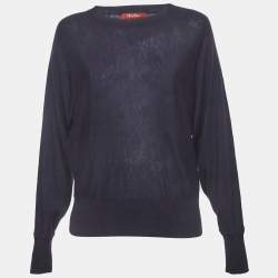 مملوكة مسبقًا Max Mara Studio Navy Blue Knit Dolman Sleeve Jumper L