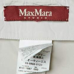 Pre Owned Max Mara Studio Ecru Faille Pleated Knee Length Skirt L