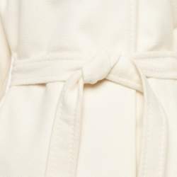 Pre Owned Max Mara Studio Cream Wool Fur Trim Mango Coat M