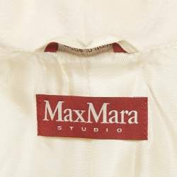 Pre Owned Max Mara Studio Cream Wool Fur Trim Mango Coat M