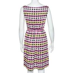 Max Mara Studio Pink & Yellow Geometric Printed Sleeveless Short Dress M