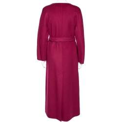 Max Mara Studio Burgundy Wool Open Front Belted Coat M