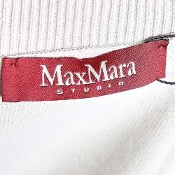 Max Mara Studio Beige Perforated Cotton Knit Cropped Cardigan L