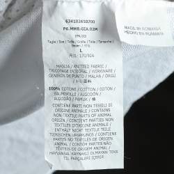 Pre Owned Max Mara Studio White Perforated Cotton Knit Cropped Cardigan L