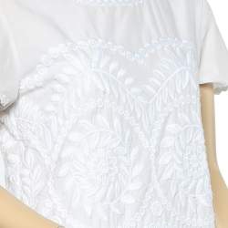 Max Mara Studio White Embroidered Cotton Layered Midi Dress M