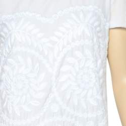 Max Mara Studio White Embroidered Cotton Layered Midi Dress M