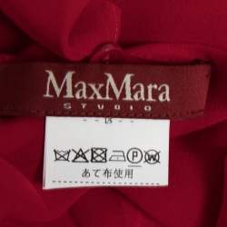 Max Mara Studio Red Silk Chiffon Ruffle Trimmed Blouse L