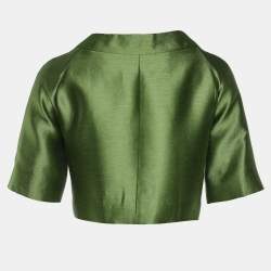 Pre Owned Max Mara Studio Green Linen Blend Cropped Blazer M
