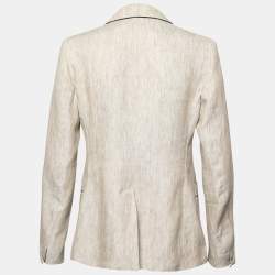 Pre Owned Max Mara Studio Beige Linen Single Breasted Blazer M