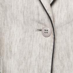 Pre Owned Max Mara Studio Beige Linen Single Breasted Blazer M