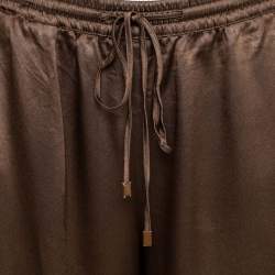 Pre Owned Max Mara Studio Brown Satin Drawstring Waist Trousers M