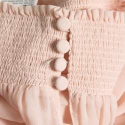 Pre Owned Max Mara Studio Pink Silk Chiffon Long Sleeve Blouse L