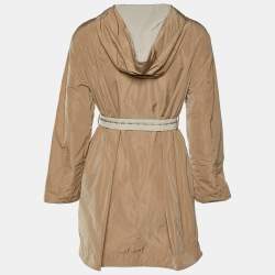 Max Mara Studio Brown Synthetic Hooded Belted Reversible Jacket XS