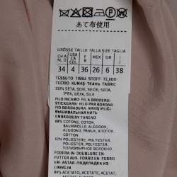 Pre Owned Max Mara Studio Pink Silk Floral Embroidered Ruffle Trimmed Dress S