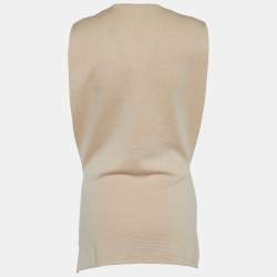 Pre Owned Max Mara Studio Beige Knit Tie Up Poncho Top S