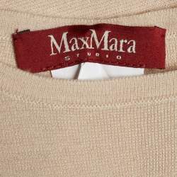 Pre Owned Max Mara Studio Beige Knit Tie Up Poncho Top S
