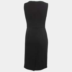 Max Mara Studio Black Crepe Draped Midi Dress M