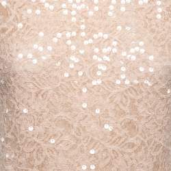 Max Mara Studio Pale Pink Lace Sequined Paneled Top S